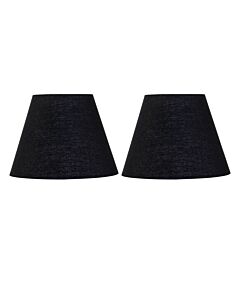 Set of 2 Black Cotton 20cm Diameter Tapered Fabric Lamp Shades