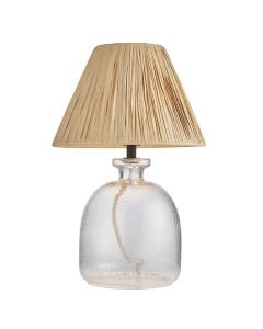 Endon Lighting - Lyra - 106277 - Clear Textured Glass Natural Raffia Table Lamp With Shade