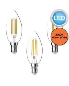 3 x 4.2W LED E14 Candle Filament Dimmable Light Bulbs - Warm White