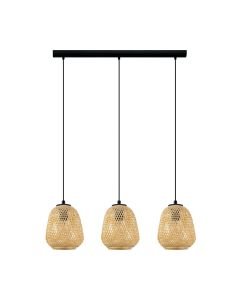 Eglo Lighting - Dembleby - 43262 - Black Natural Wood 3 Light Bar Ceiling Pendant Light