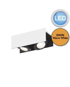 Eglo Lighting - Vidago - 39316 - LED White Black 2 Light Flush Ceiling Light