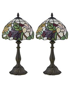 Set of 2 Burton - Tiffany Floral 47cm Table Lamps