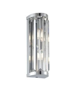 Endon Lighting - Shimmer - 91820 - Chrome Clear Crystal Glass 2 Light IP44 Bathroom Wall Light