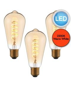 Endon Lighting - Set of 3 Twist - 98144 - LED E27 ES - Filament Light Bulbs - 64mm dia
