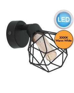 Eglo Lighting - Zapata 1 - 32765 - LED Black Amber Glass Spotlight