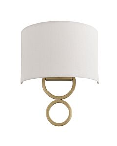 Carter - Satin Gold Wall Light with White Fabric Shade