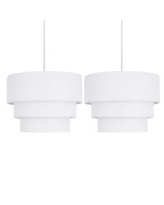 Pair of White 3 Tier Ceiling Light Shades