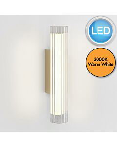 Astro Lighting - io - 1409057 - LED Gold Clear Ribbed Glass IP44 Bathroom Strip Wall Light