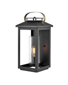 Quintiesse - Atwater - QN-ATWATER-L-BK - Black Clear Seeded Glass IP44 Outdoor Half Lantern Wall Light