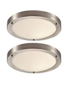 Set of 2 Porto - Brushed Chrome IP44 Bathroom Ceiling Lights