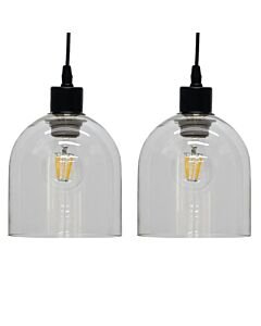 Set of 2 Belten - Clear Glass Cloche Easy Fit Pendant Shades