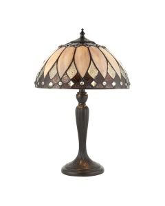 Interiors 1900 - Brooklyn - 70366 - Dark Bronze Tiffany Glass 2 Light Table Lamp