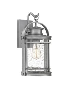 Quintiesse - Booker - QN-BOOKER-M-IA - Industrial Aluminium Clear Seeded Glass IP44 Outdoor Wall Light
