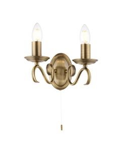 Endon Lighting - Bernice - 2030-2AN - Antique Brass 2 Light Pull Cord Wall Light