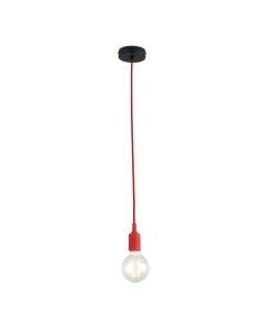 Flex - Red Silicone Ceiling Pendant Light with Black Ceiling Rose