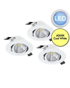 Eglo Lighting - Set of 3 Saliceto - 33391 - LED White Clear Glass Recessed Ceiling Downlights