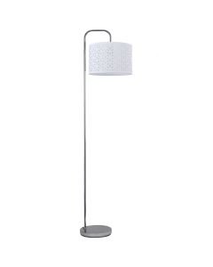 Chrome Arched Floor Lamp with White Laser Cut Shade