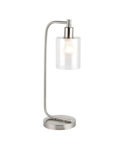 Endon Lighting - Toledo - 90558 - Brushed Nickel Clear Glass Table Lamp