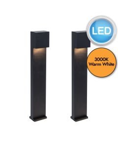 Set of 2 Gemini XF - LED Black Clear Glass IP54 Outdoor Post Lights