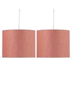 Set of 2 Pink Glitter 25cm Ceiling Light Shades