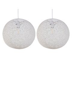 Set of 2 Abaca - White 14" Globe Ceiling Light Shades