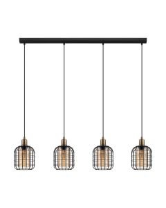Eglo Lighting - Chisle - 43528 - Black Bronze Amber Glass 4 Light Bar Ceiling Pendant Light