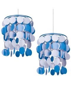 2 x Blue and White Easy Fit Light Shade