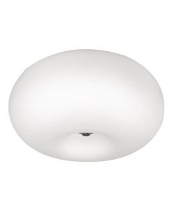 Eglo Lighting - Optica - 86812 - Satin Nickel White Glass 2 Light Flush Ceiling Light