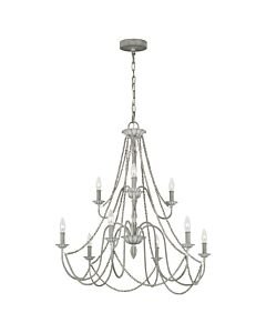 Feiss Lighting - Maryville - FE-MARYVILLE9 - Washed Grey Wood 9 Light Chandelier