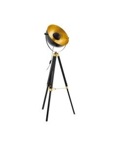 Eglo Lighting - Covaleda - 49618 - Black Wood Brass Tripod Floor Lamp