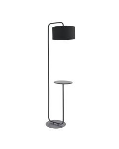 Cliveden - Satin Black Floor Lamp with Table