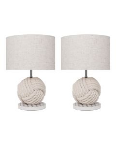 Set of 2 Zena - Natural Rope and White Wash Table Lamps