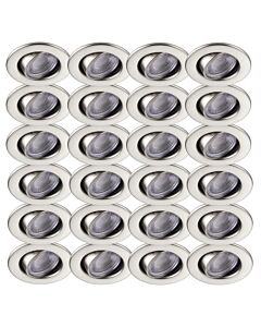 Set of 24 Satin Nickel Fire Rated 6W LED 3000K Tilt Recessed Downlight