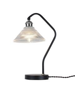 Matt Black With Fluted Glass Table Lamp