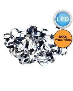 Chrome Swirl Ribbon Dome Ceiling Fitting with LED Bulbs