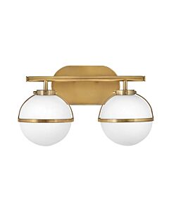 Hinkley Lighting - Hollis - HK-HOLLIS2-O-HB-BATH - Heritage Brass Opal Glass 2 Light IP44 Bathroom Wall Light