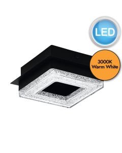 Eglo Lighting - Fradelo 1 - 99324 - LED Black Clear Glass Flush Ceiling Light