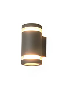 Lutec - Lins - 5604601118 - Dark Grey Clear Glass 2 Light IP44 Outdoor Wall Washer Light