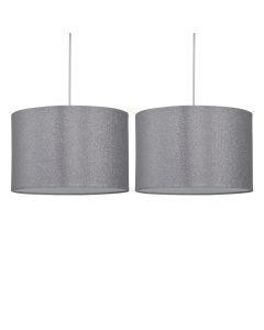 Set of 2 Silvery Grey Glitter 25cm Pendant Lightshades