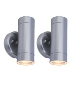 Set of 2 Rado - Stainless Steel Clear Glass 2 Light IP44 Outdoor Wall Washer Lights