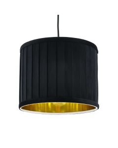 Sundance - Black Velvet Pleated 25cm Lamp Shade with Gold Inner
