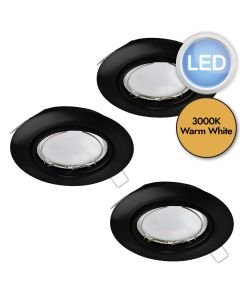 Eglo Lighting - Set of 3 Peneto - 900752 - LED Black Recessed Ceiling Downlights