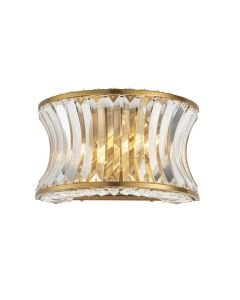 Hodge - Warm Brass Clear Crystal Glass 2 Light Wall Washer Light