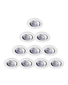 Set of 10 White Fire Rated 6W LED 3000K Adjustable Recessed Downlights