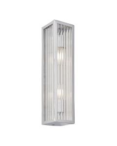 Endon Lighting - Newham - 96220 - Chrome Clear Ribbed Glass 2 Light IP44 Bathroom Strip Wall Light