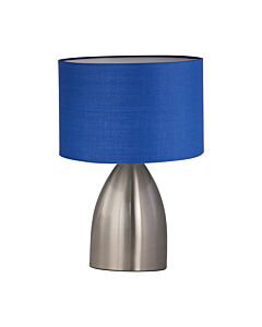 Valentina - Brushed Chrome Touch Lamp with Navy Blue Shade