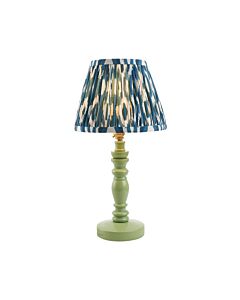 Endon Lighting - Bibury & Ikat 20cm - 115944 - Green Aged Brass Blue Table Lamp With Shade