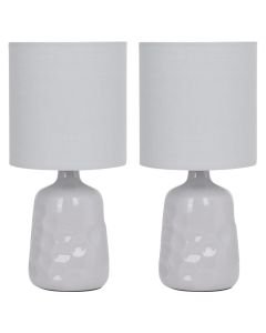 Set of 2 Dimple 29cm Light Grey Lamps