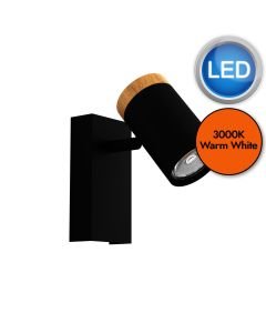 Eglo Lighting - Cartagena - 39647 - LED Black Wood Ceiling Spotlight