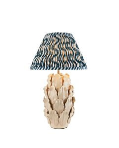 Endon Lighting - Layered Leaf & Ripple 30cm - 116425 - Cream Crackle Aged Brass Blue Ceramic Table Lamp With Shade